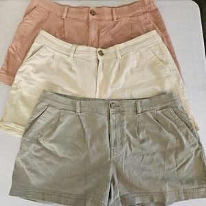 Maurices Pleated Women’s Shorts Trio — Pink, Cream, Sage